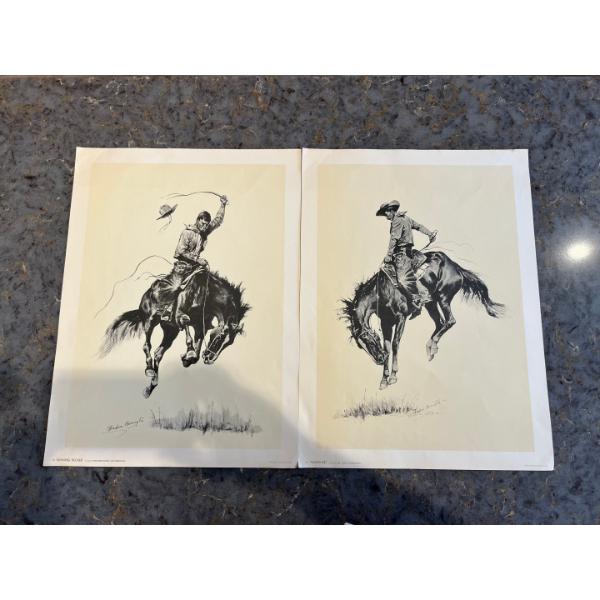 Matching Pair of Dramatic Action Portraits by the Greatest Artist of the West. “A running Bucker” 