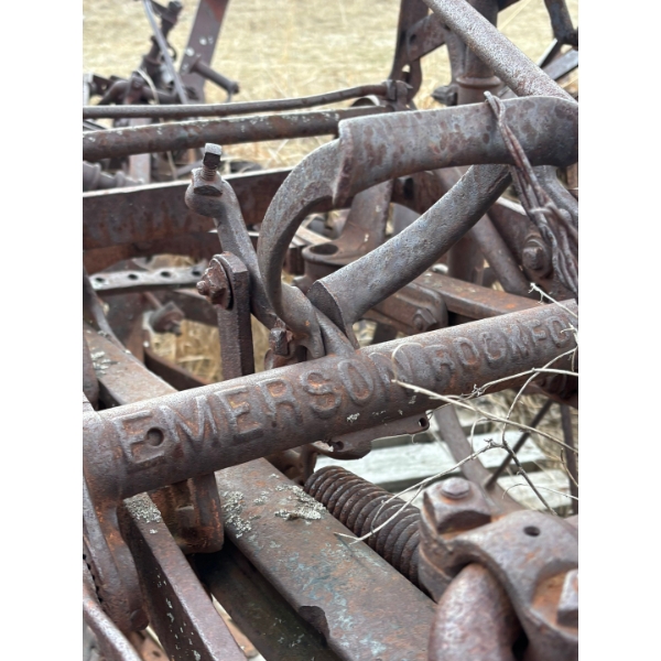 horse drawn, antique plow, made by Emerson Rockford, Illinois