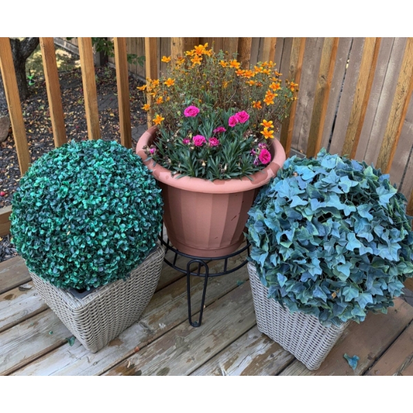 Live Outdoor Plant (Dianthus + Portulaca) w/ 2 Artificial Topiary Balls 