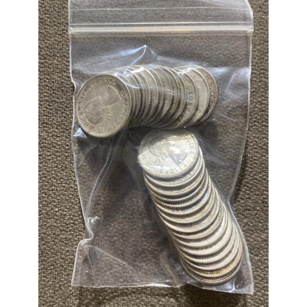 28 Canadian 10-Cent Pieces 80% Silver 2.33 Grams