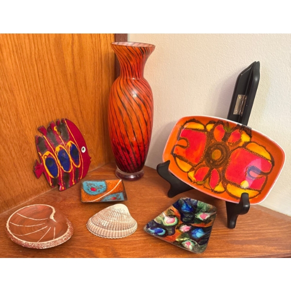 Collectible "Pool Pottery" Ceramic Vibrant Abstract Designs, Hand Painted Irreproducible Items