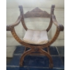 Image 1 : Wood Accent Chair w/ Carved Details and Beige Seat Cushion 23 W, 19 D, 32 T 