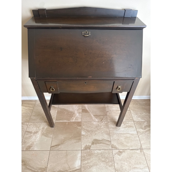 Mahogany Secretary Desk with Drop-Front and Storage Compartments