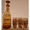 Image 1 : Bohemian Glass Decanter 12.5 T and Glasses  w/ Painted Flowers