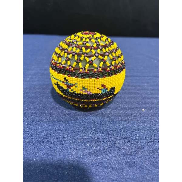 Late 1800s-Early 1900s Glass Fishing Float Beaded by Indigenous Artist