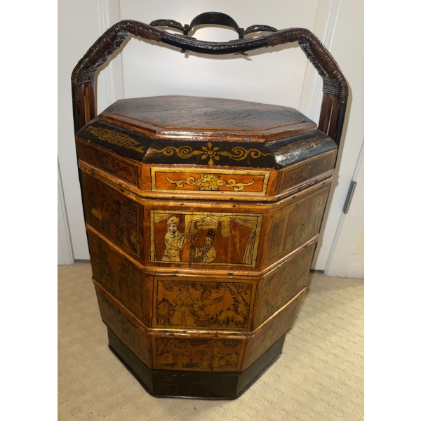 Gorgeous Antique Chinese Wedding Basket 25"Tall