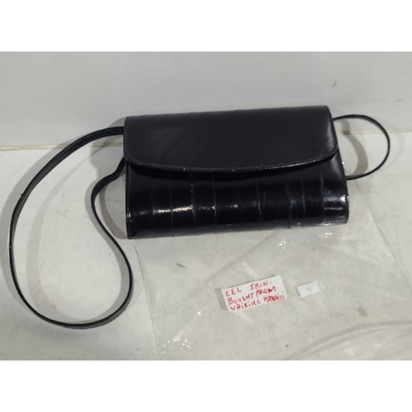 Black Eel Skin Purse 9 X 6 Plus Strap Length