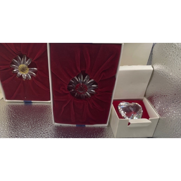 Swarovski Crystal Yellow Daisy, Red Daisy and Crystal Heart 