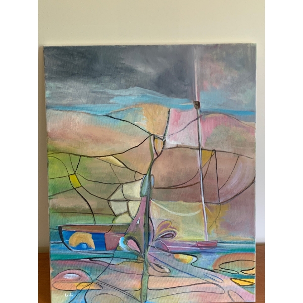 Lauri Ansell Psychedelic Prairie Canvas Board  16 x 20