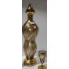 Image 2 : Vintage Frosted Glass Decanter w/ Gold Design 12.5 T, and Five Matching Shot Glasses