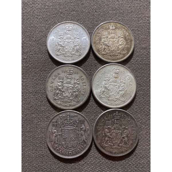 Canadian 50-cent Pieces 11.66 g Silver (.800)
