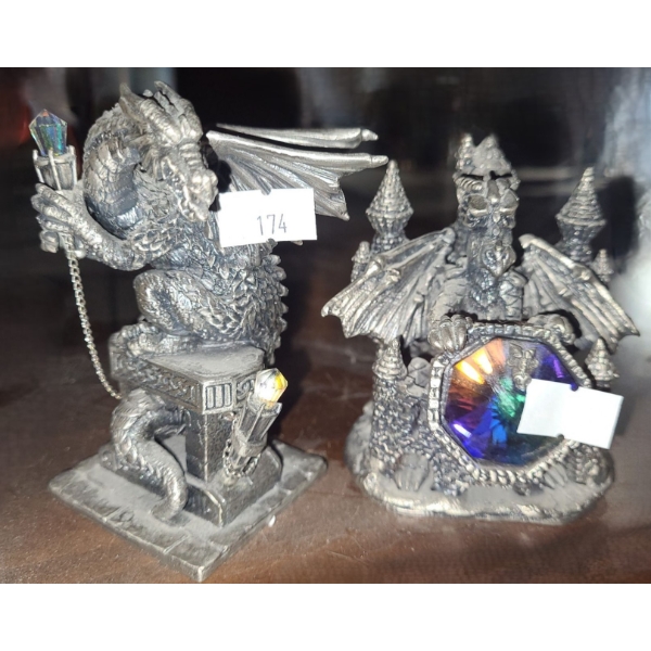 Dragon Figurines: "The Torch Bearer" and "The Dragon's Lair"
