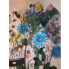 Image 4 : Metal Flowers: Black Basket 31 T, Flowers Various Heights and Flannel Back Vinyl Tablecloth