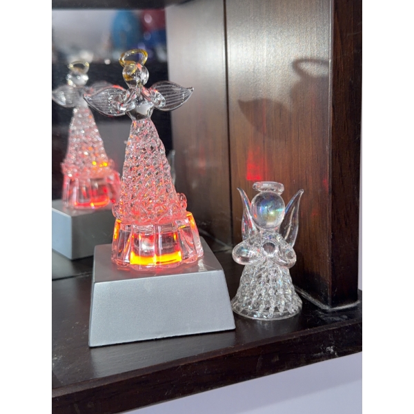 Glass Angel Figurines with LED Light Base