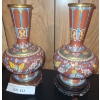 Image 1 : Pair of Enamel Painted Vases w Bases.  9 1/2 h 