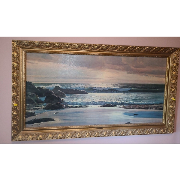 "Breakers at Twilight" Hard Back Poster 55 X 30, Robert Wood '62, Framed 