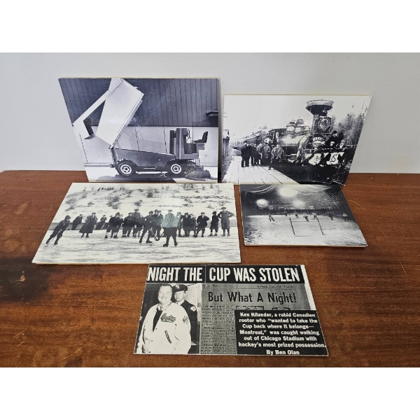 Black-and-White Historical Photographs and Newspaper Clipping