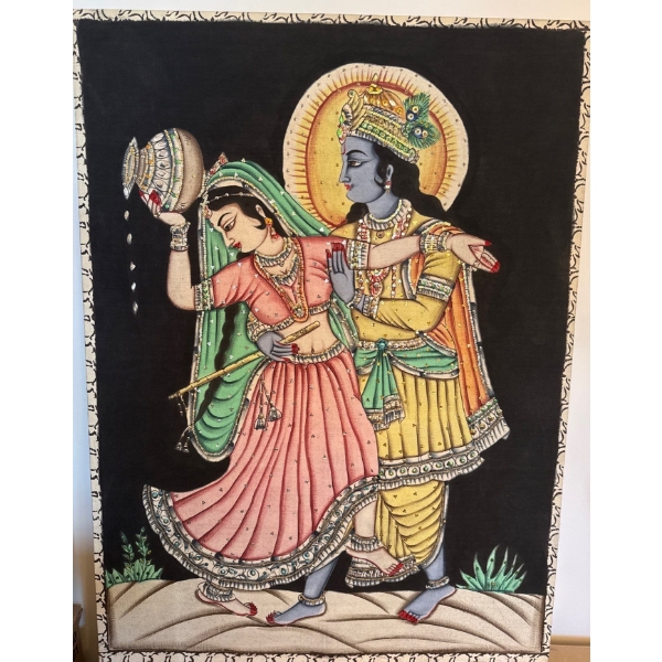 Beautiful Goddess Art - A Divine Union Radha & Krishna - Hindu Wall Art 33x45