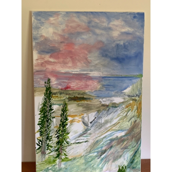 Lauri Ansell Lake In Distance Canvas Board  24 x 36