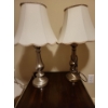 Image 2 : Pair of Shabby Chic Table Lamps 25T - 1 Shade Has Discoloration