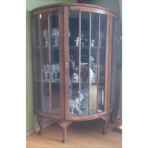 Vintage Wooden & Glass Liquor Cabinet (Contents NOT Included; No Key) -- 36W, 13D, 46T 