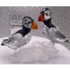 Swarovski Crystal Set of Puffins Standing on Rocks