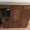 Image 1 : Media Cabinet with Glass Display, Adjustable Shelves, and Drawers