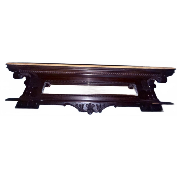 Wall-Mounted Carved Wood Shelf With Mirrored Back