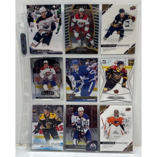 Binder Page of Hockey Memorabilia Collector Cards