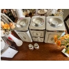 Image 3 : Vintage Ekco Canada kitchen canister set, retro napkin holder, plus a variety of milk glass vases wi
