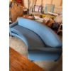 Image 13 : Curved Blue Upholstered Sofa with Tapered Wooden Legs