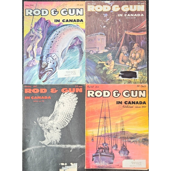 Four ‘Rod & Gun in Canada’ Magazines from the 1970s with Ads