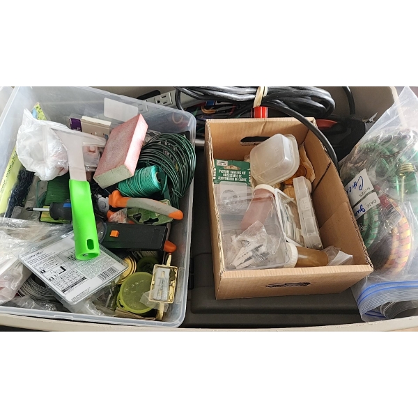 Large Bin of Household Tools and Hardware