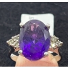 Image 1 : 10K White Gold, Amethyst and Diamond Ring (total weight 4.8g)