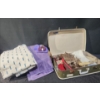 Image 7 : Trio Of Luggage! 2 Older Hardtops, Old Linens, Leather Doctors Bag- Beige Clasps Broken**