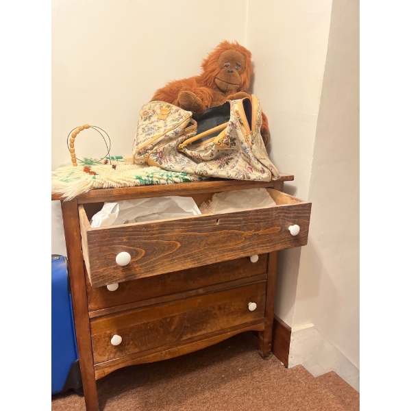 antique dresser with contents 33” H 30” L18”W