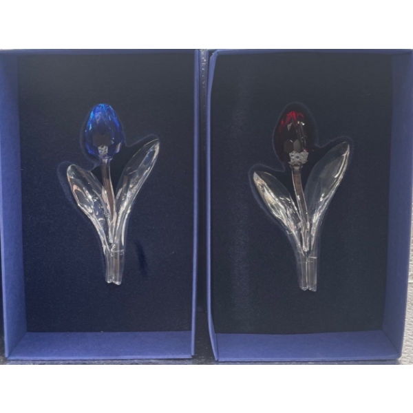 Swarovski Crystal Blue and Red Tulips 