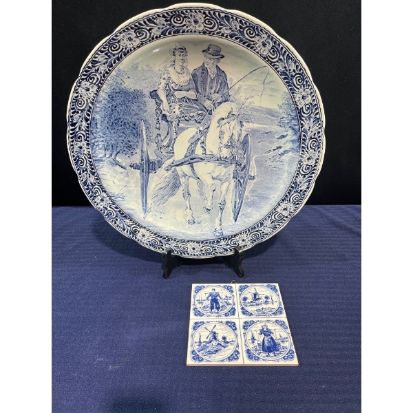 Delfts Hand Painted Serving Platter and Tile Wall Art