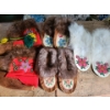 Fur and Beading Trimmed Moccasins x4 Pairs , with White Fur 10 L Others Smaller