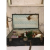 Image 10 : Vintage Black Wooden Trunk with Metal Hardware and Christmas Decor