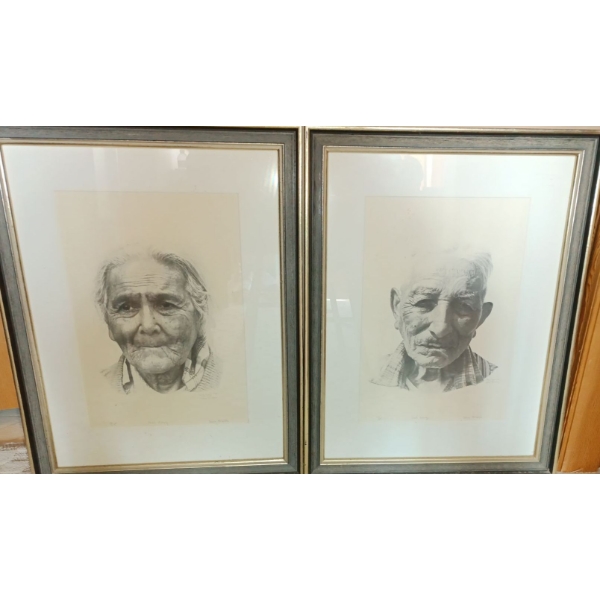 Bernard Pribilski Pencil Art Prints of Couple, Set of 2  - 21x26 Each 