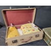 Image 6 : Trio Of Luggage! 2 Older Hardtops, Old Linens, Leather Doctors Bag- Beige Clasps Broken**