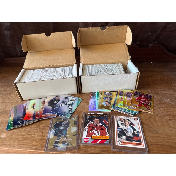 Large Collection of Hockey Cards - Upper Deck, Signed Vladislav Tretiak & Mike Rathje Cards