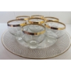 Image 3 : Entertaining Glassware - Vintage Gilded Sherbet Vessels & Platter w/ 22K Gold Embellished Vase 
