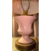 Image 2 : Pretty in Pink w/Brass Base Antique Lamp w/Shade 23"tall