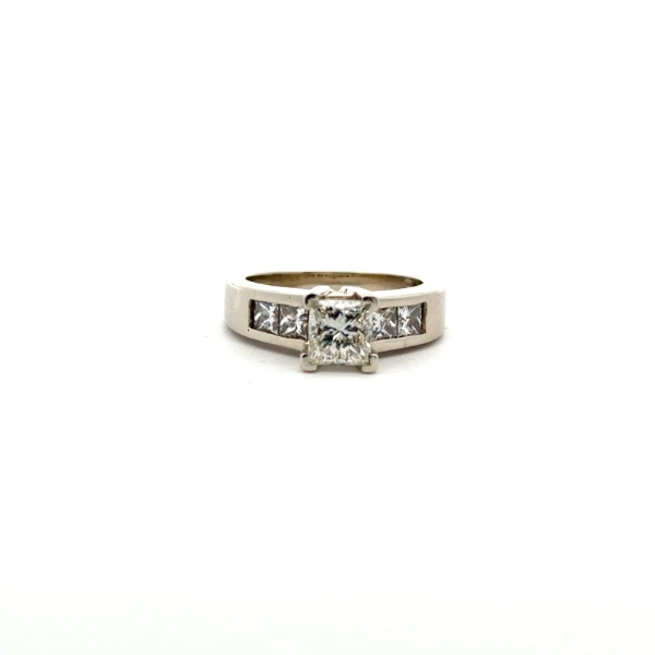Ladies 14K White Gold 1.02ct SI2; J Natural Princess Cut Diamond Solitaire Engagement Ring 