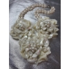 Image 4 : Incredible Handcrafted Mother-of-Pearl Floral Necklace and Earrings Set