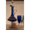 Image 1 : Cobalt Blue Venetian Glass Decanter 15 T- Also Includes 3 Colored Glass Flutes