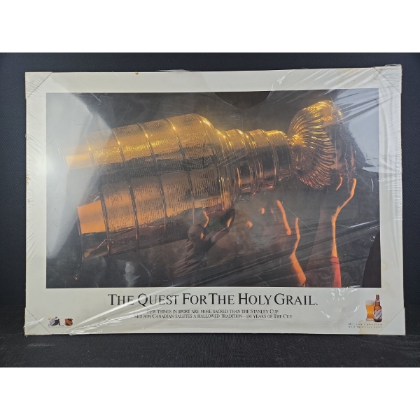 The Quest For The Holy Grail NHL Wall Hanging With Plastic (Ripped Seal) Water Damaged corner