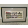 Image 1 : Framed cross- stitch of houses - 22W, 13T